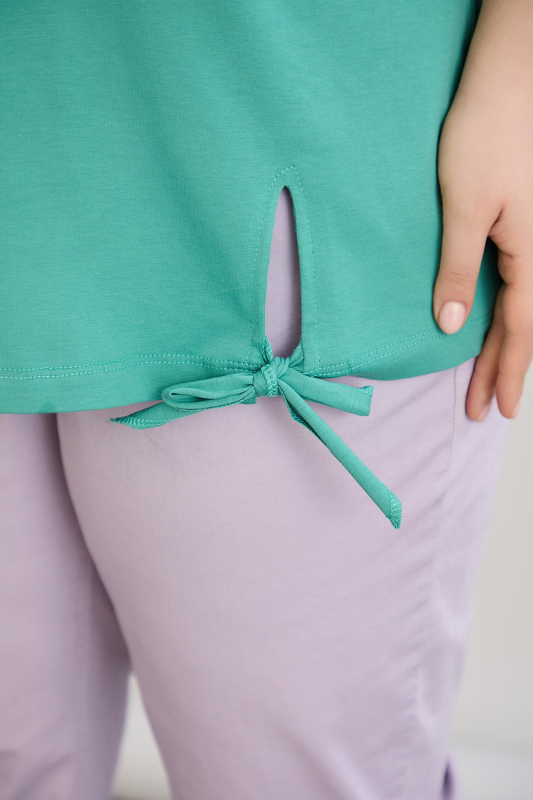 Pamućna majica s 3/4 rukavima - Zelena