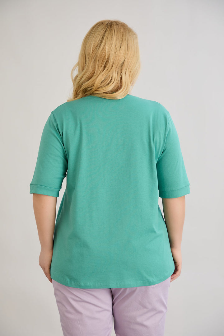 Pamućna majica s 3/4 rukavima - Zelena