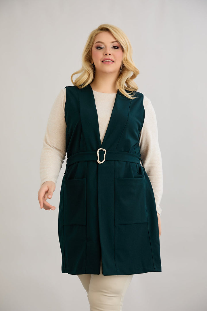 Hlače s visokim strukom i petom - Zelena