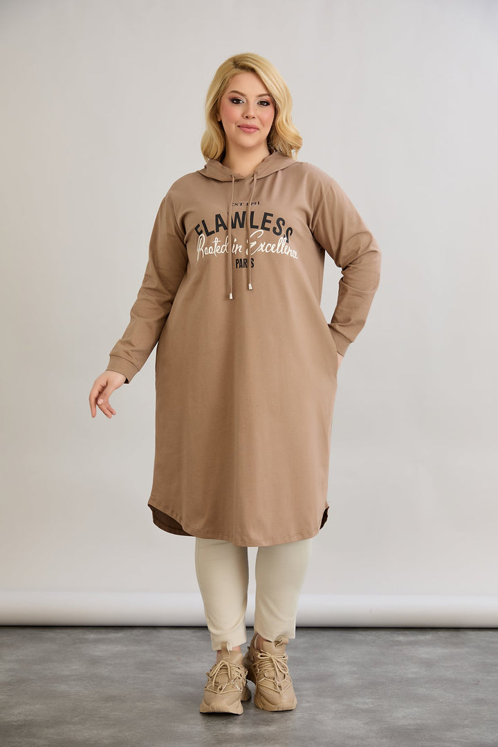 Pamukasta proljetna haljina s natpisom Veliki veličine