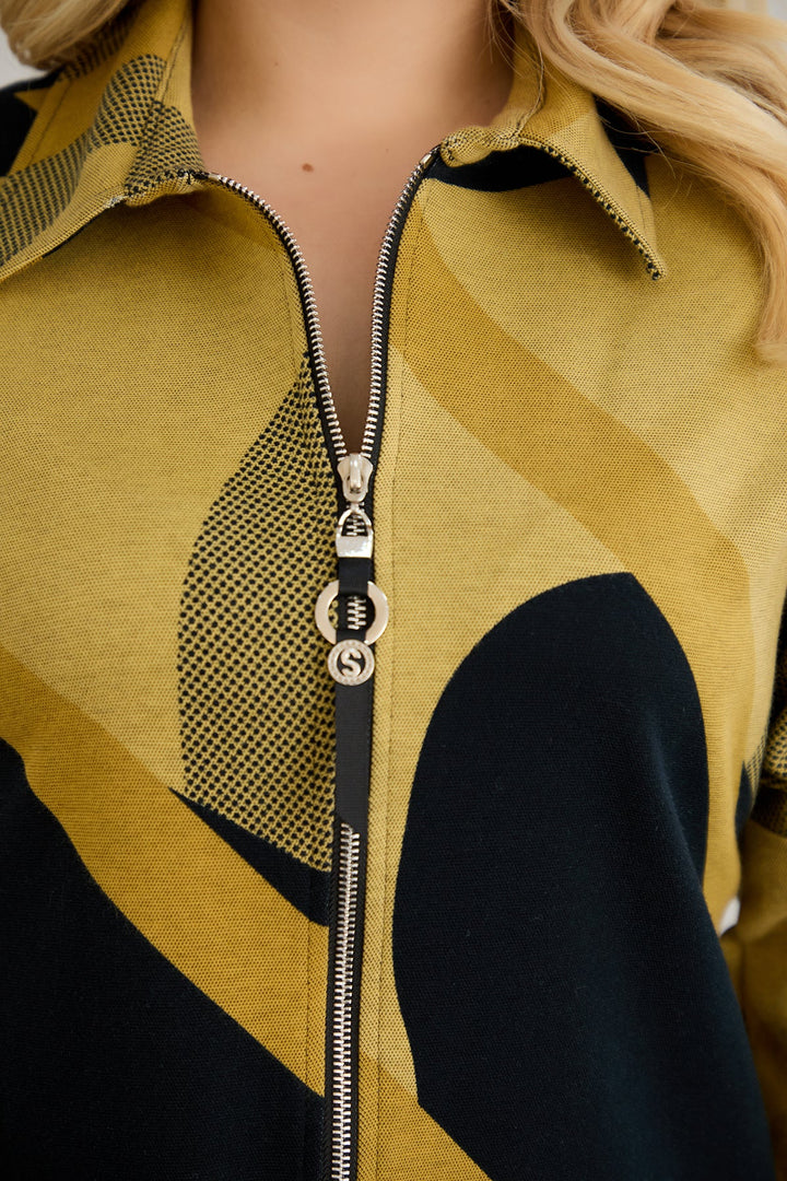 Jakna od pamuka s patentnim zatvaračem i džepovima - senf