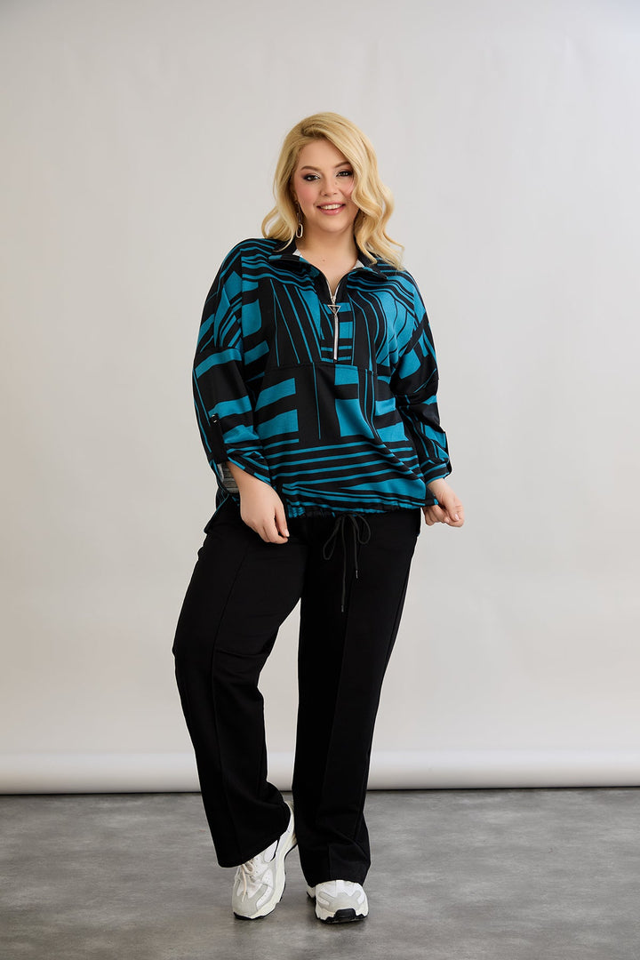 Džemper s vezanjem sprijeda - Plava