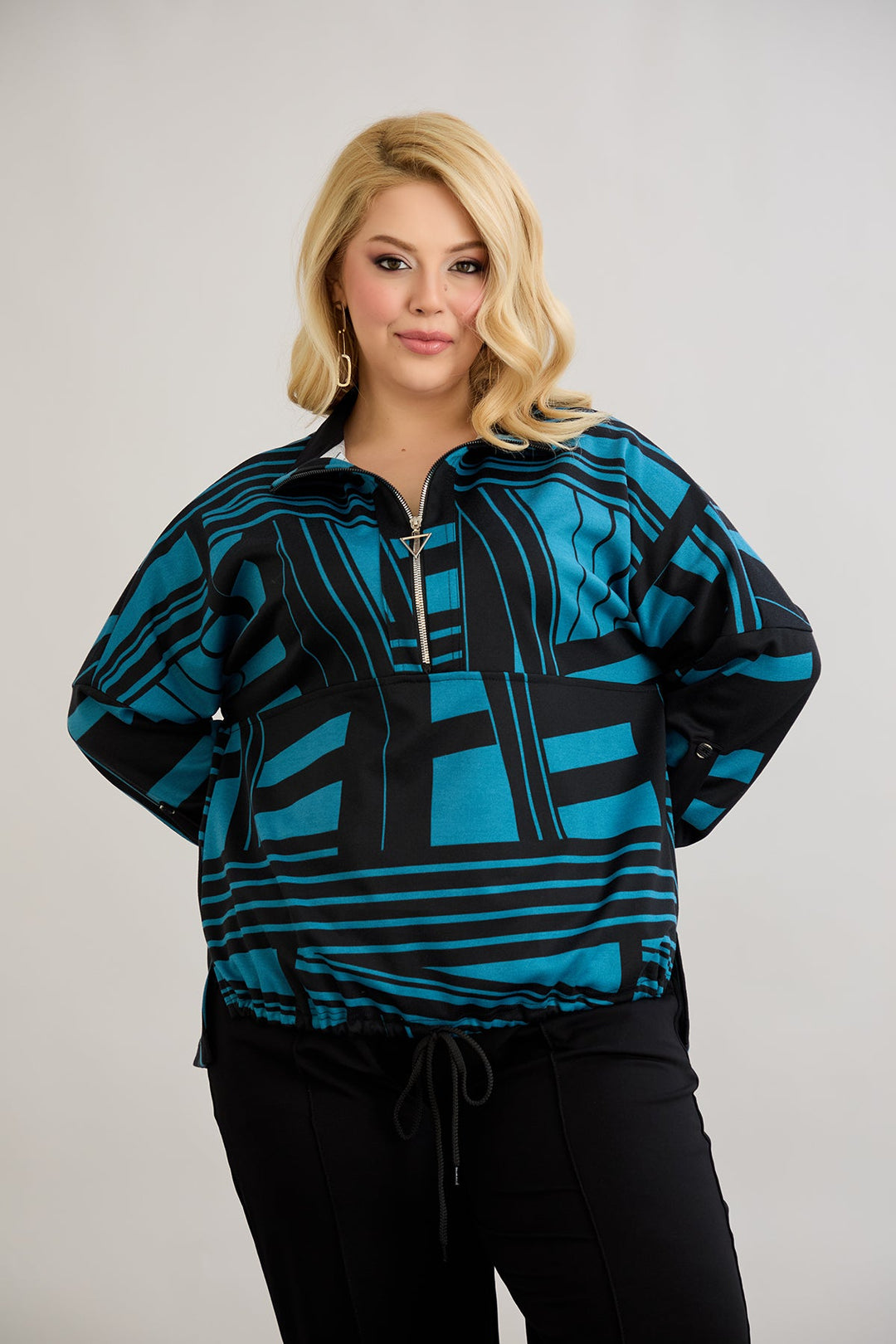 Džemper s vezanjem sprijeda - Plava