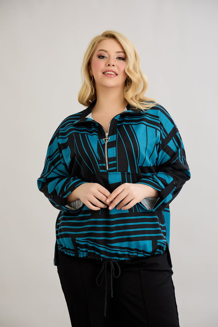 Džemper s vezanjem sprijeda - Plava