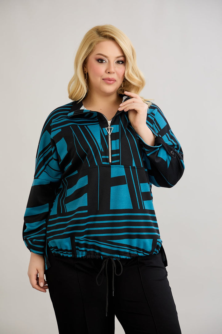 Džemper s vezanjem sprijeda - Plava