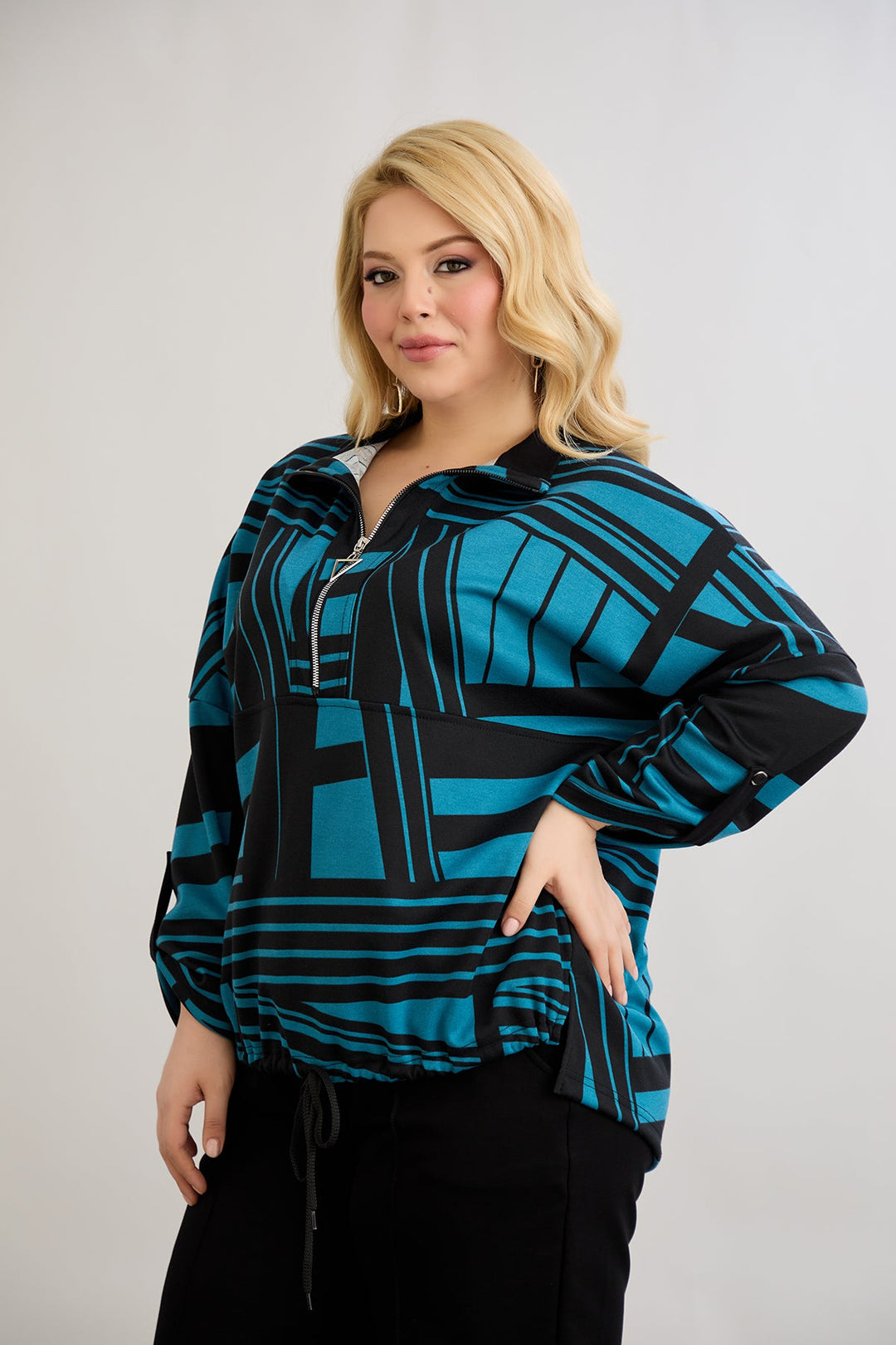 Džemper s vezanjem sprijeda - Plava