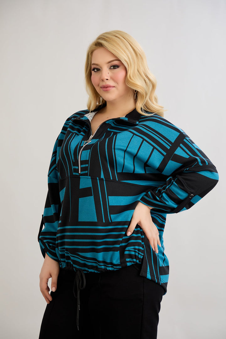 Džemper s vezanjem sprijeda - Plava