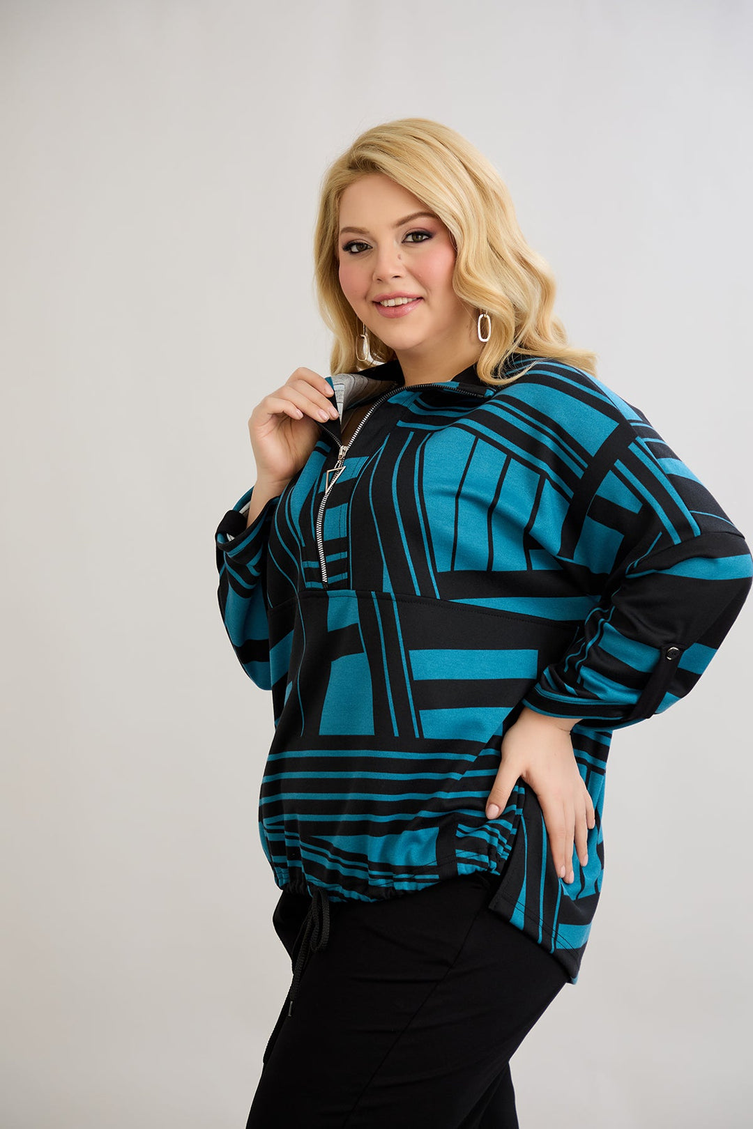 Džemper s vezanjem sprijeda - Plava