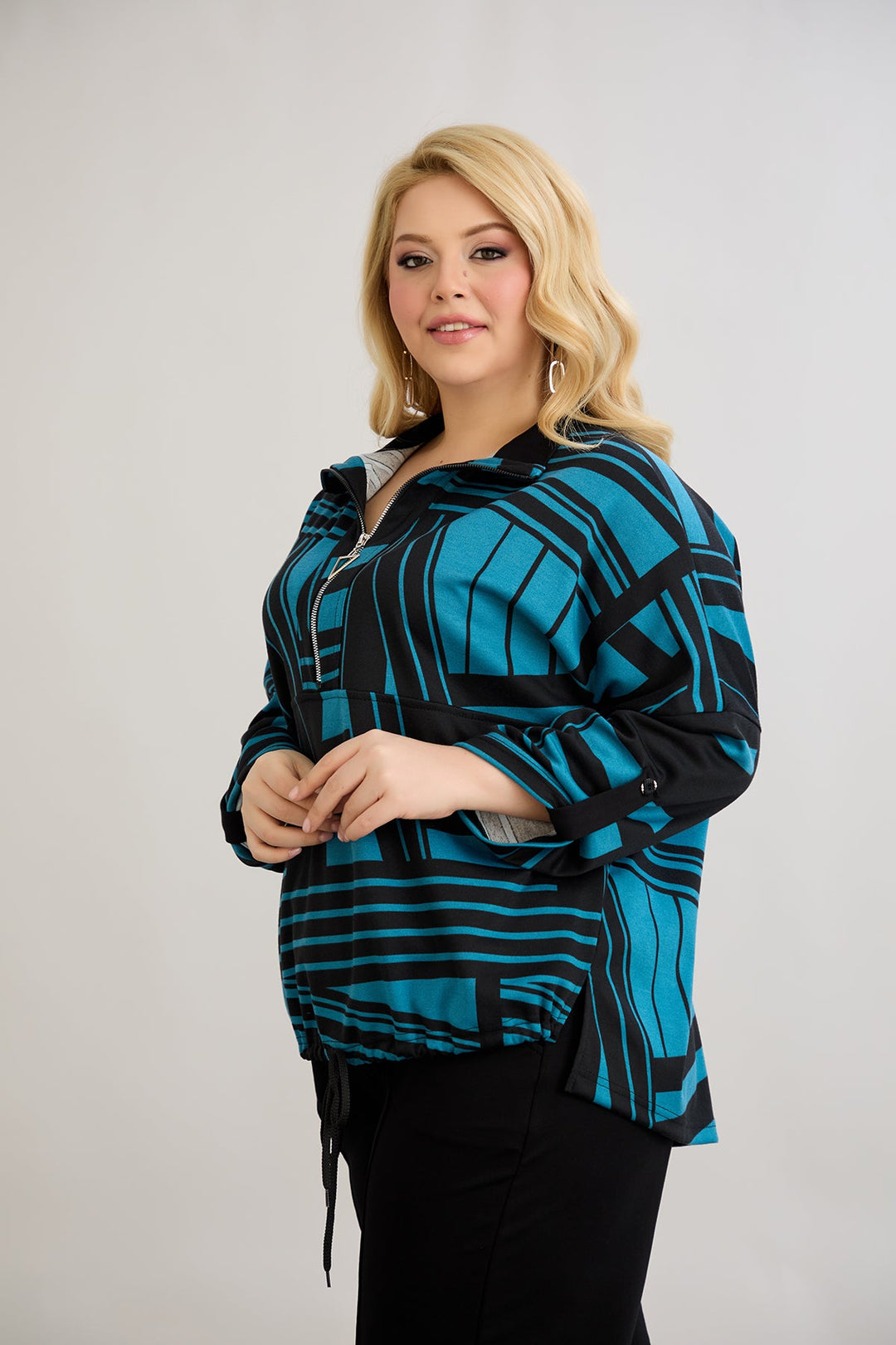 Džemper s vezanjem sprijeda - Plava