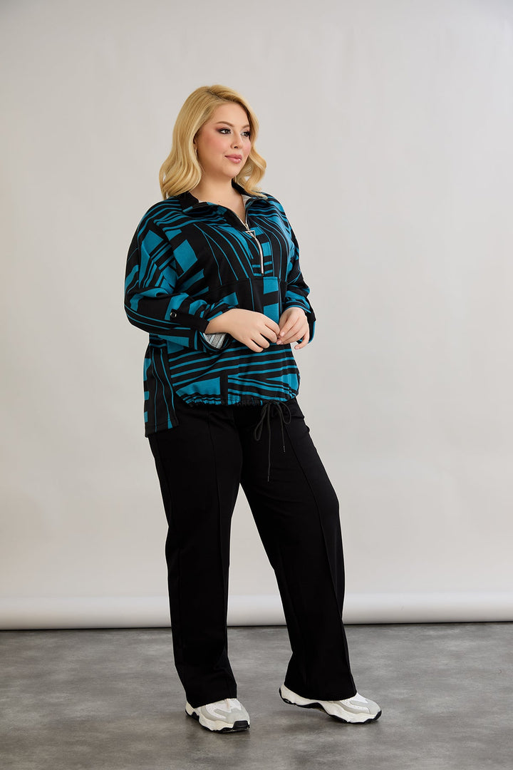 Džemper s vezanjem sprijeda - Plava