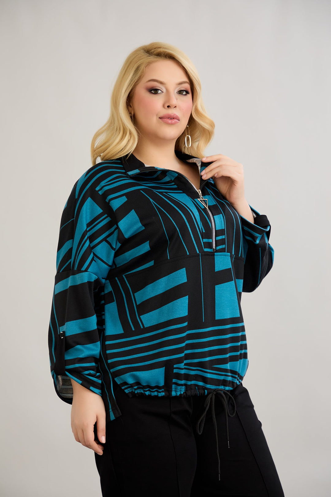 Džemper s vezanjem sprijeda - Plava