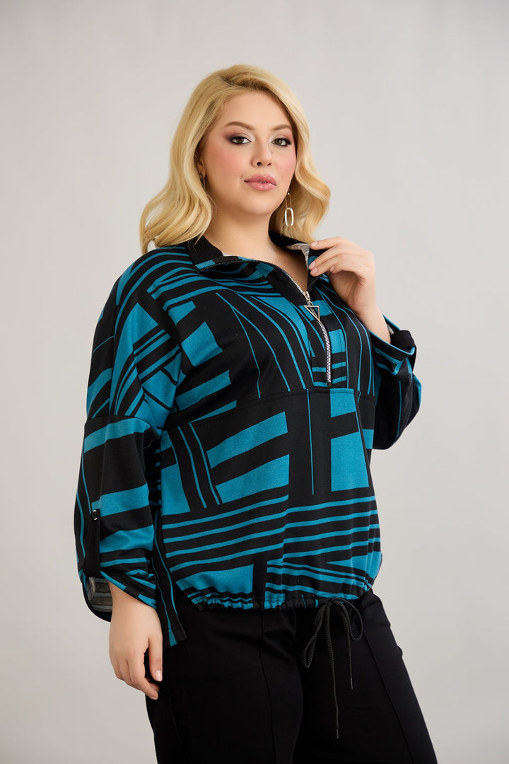 Džemper s vezanjem sprijeda - Plava