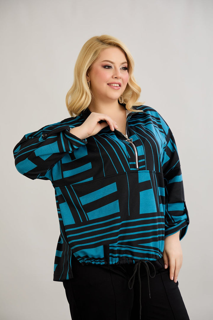 Džemper s vezanjem sprijeda - Plava