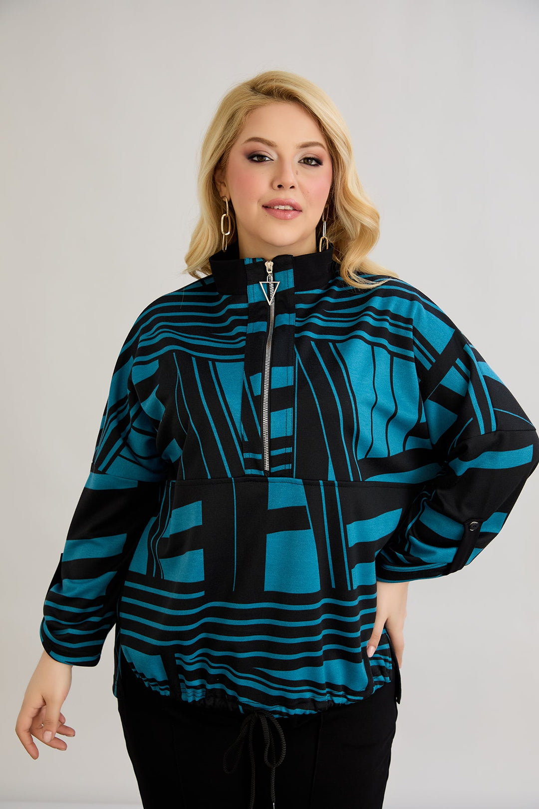 Džemper s vezanjem sprijeda - Plava