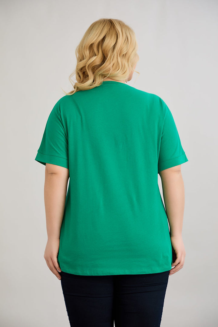 Pamukasta bluza s izrezanom vezom - Zelena