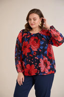 Bluza širokog kroja od šifona u cvjetnom printu