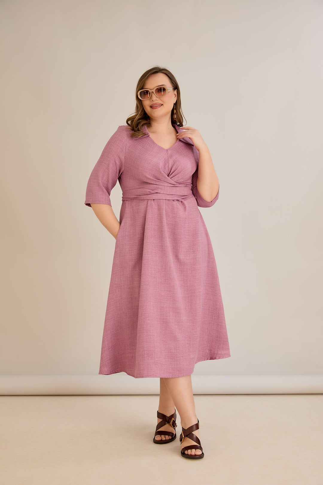 Haljina s 7/8 rukavima za proljeće u velikim veličinama