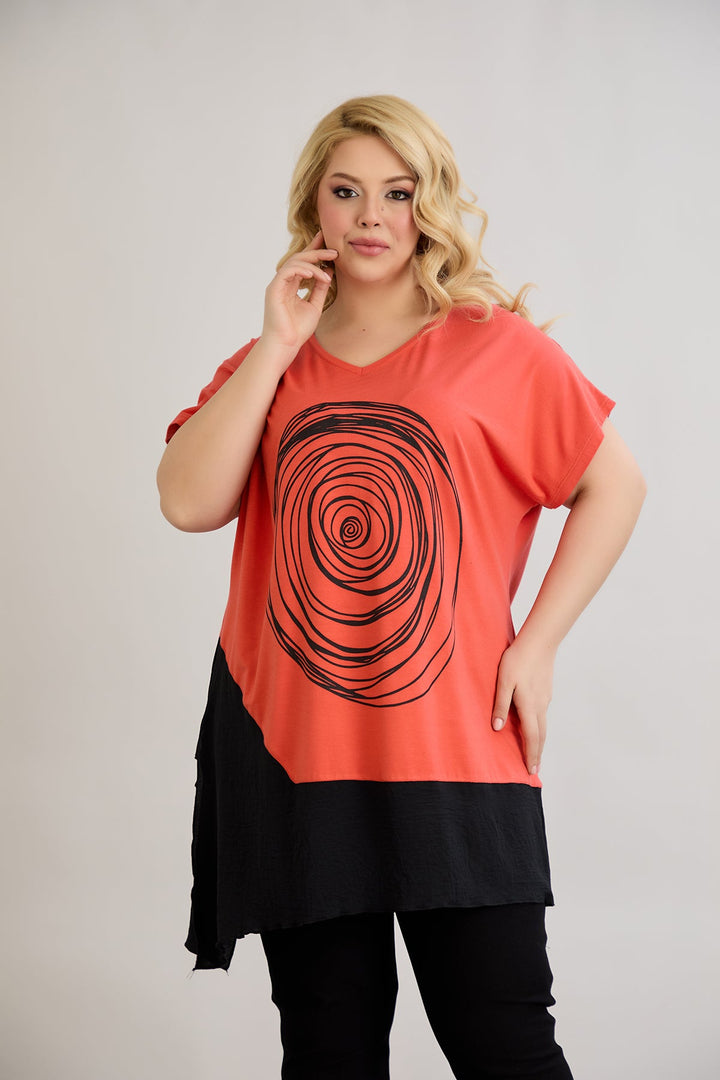 Tunika od viskoze s printom i V-izrezom