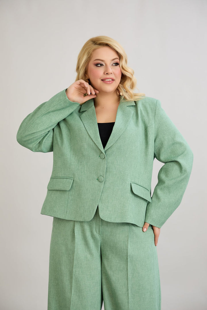 Kratak pamučni sako modernog kroja Veći brojevi - Zelena