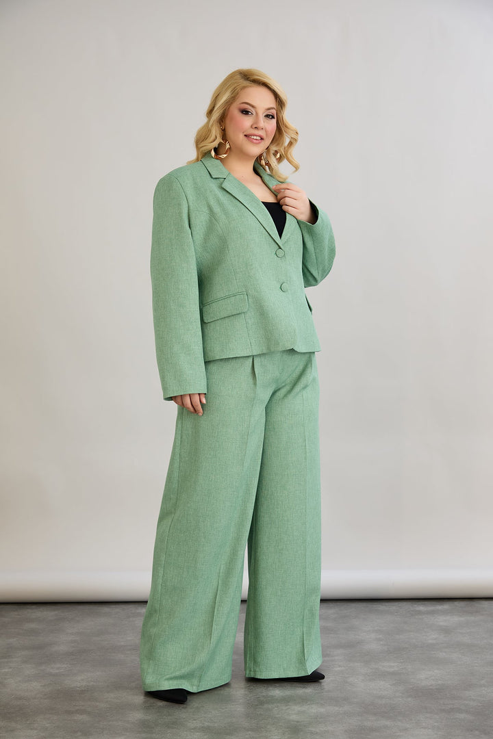 Kratak pamučni sako modernog kroja Veći brojevi - Zelena