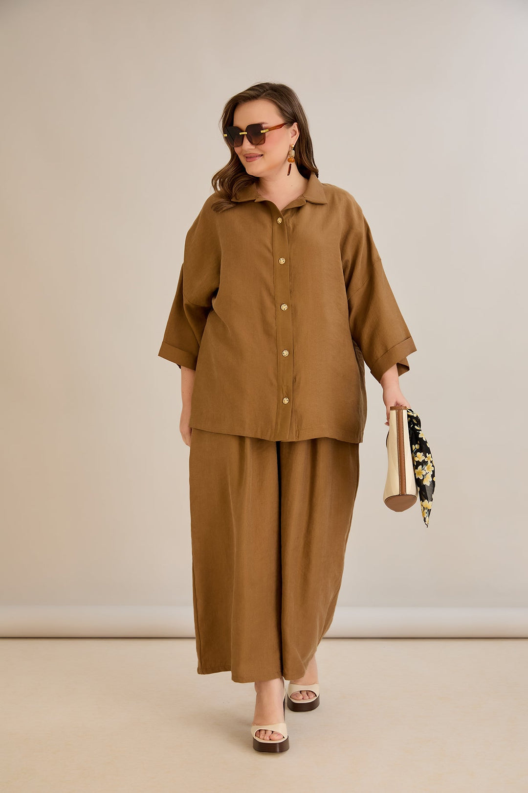 Premium Tencel set od 2 dijela: hlače suknja + košulja - 10593