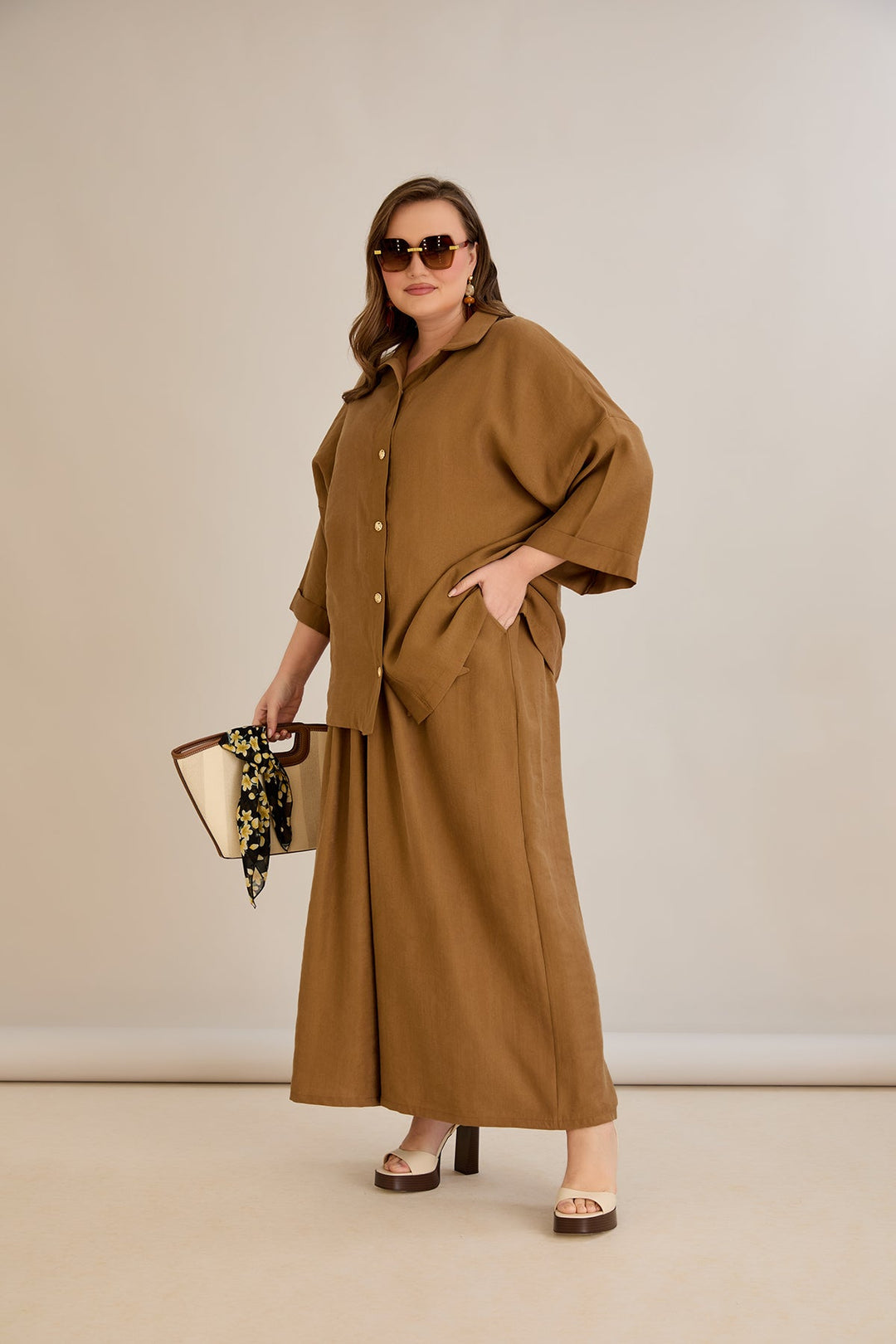 Premium Tencel set od 2 dijela: hlače suknja + košulja - 10593