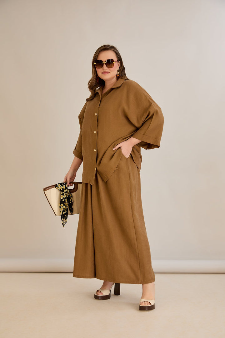 Premium Tencel set od 2 dijela: hlače suknja + košulja - 10593