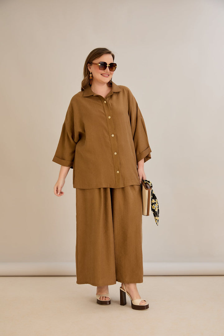 Premium Tencel set od 2 dijela: hlače suknja + košulja - 10593