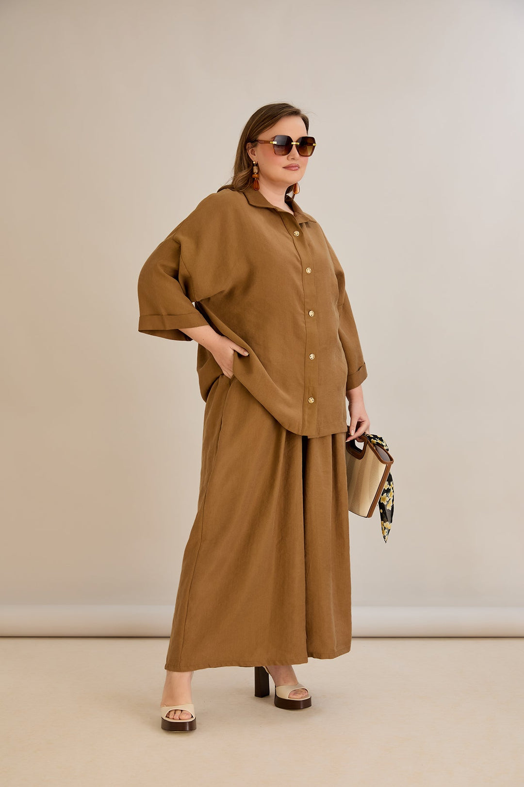 Premium Tencel set od 2 dijela: hlače suknja + košulja - 10593