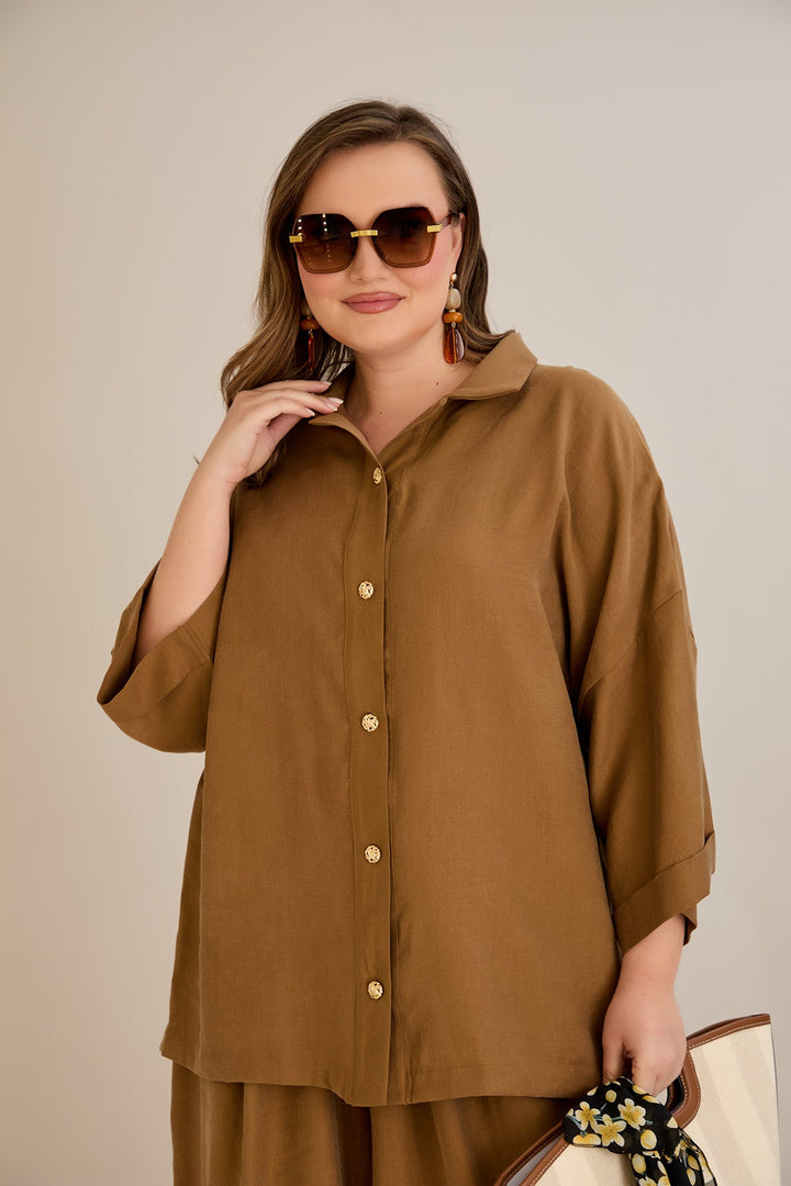 Premium Tencel set od 2 dijela: hlače suknja + košulja - 10593