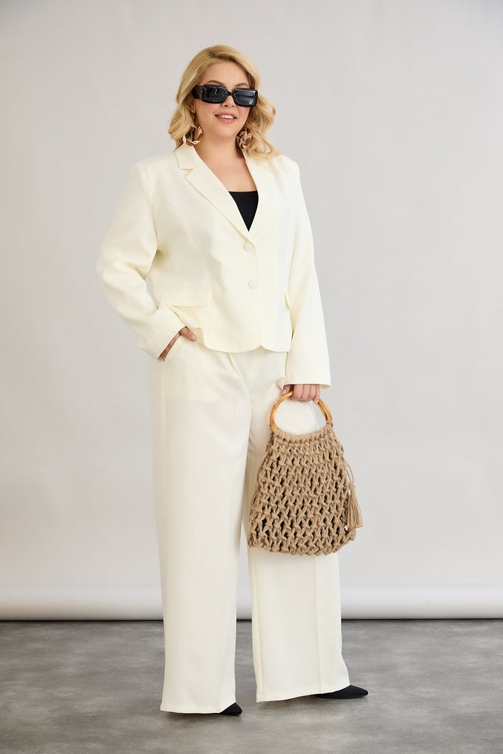 Kratak pamučni sako modernog kroja Veći brojevi- šampanjac