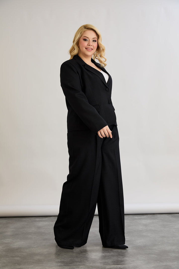 Kratak pamučni sako modernog kroja Veći brojevi - Crna