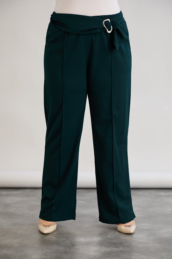 Hlače s visokim strukom i petom - Zelena