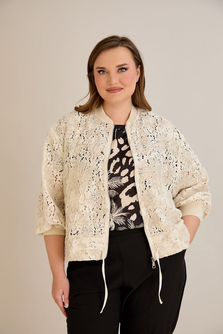 Pamučna jakna s izvezenim detaljima i vezicom u struku - 10713