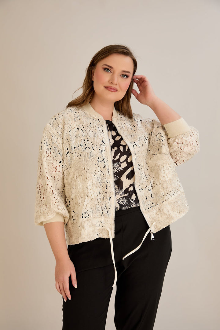 Pamučna jakna s izvezenim detaljima i vezicom u struku - 10713