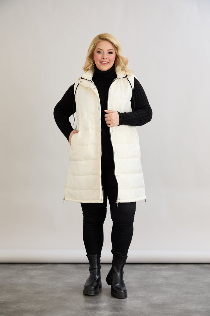 Lagana prsluk s odvojivom kapuljačom - Ecru