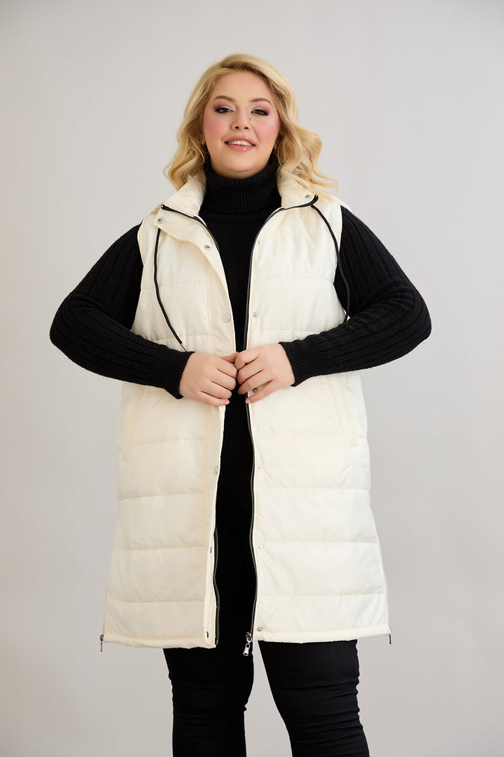 Lagana prsluk s odvojivom kapuljačom - Ecru