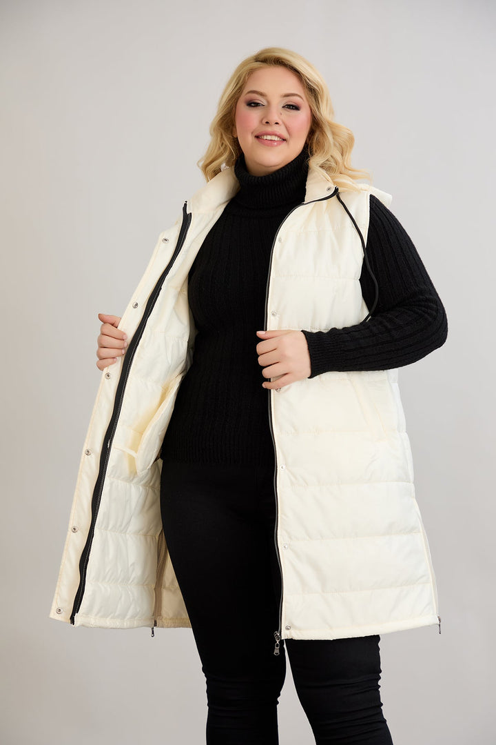 Lagana prsluk s odvojivom kapuljačom - Ecru