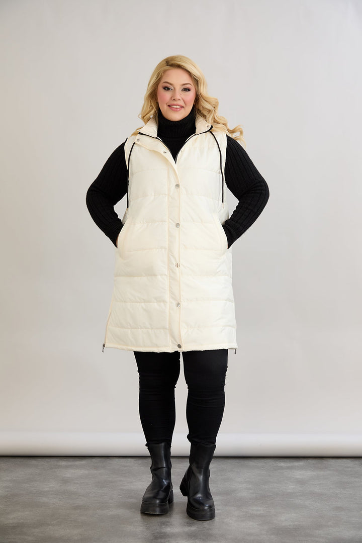 Lagana prsluk s odvojivom kapuljačom - Ecru