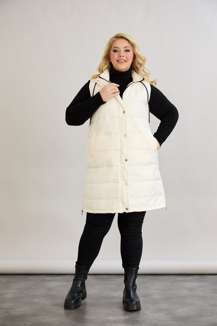 Lagana prsluk s odvojivom kapuljačom - Ecru