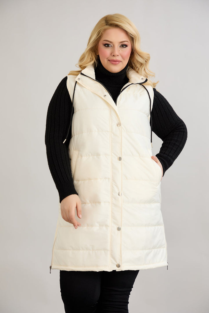 Lagana prsluk s odvojivom kapuljačom - Ecru