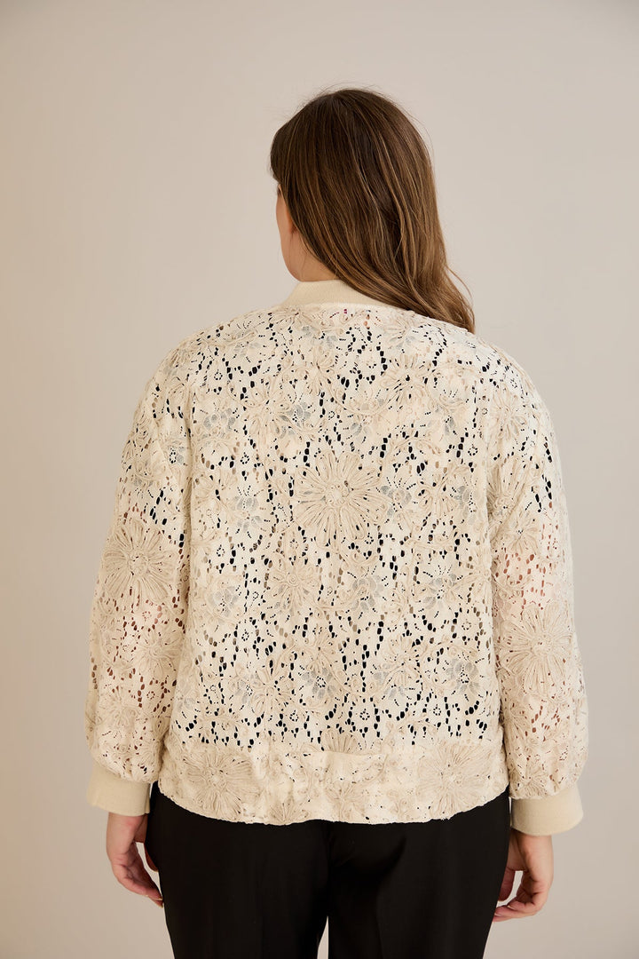 Pamučna jakna s izvezenim detaljima i vezicom u struku - 10713