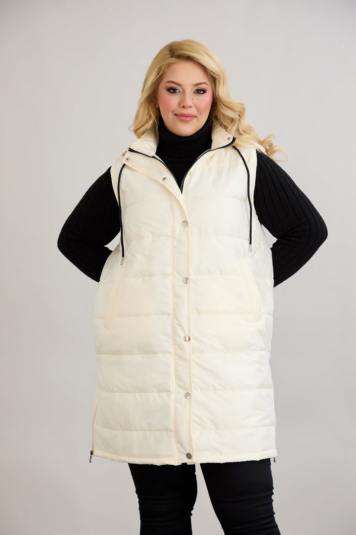 Lagana prsluk s odvojivom kapuljačom - Ecru