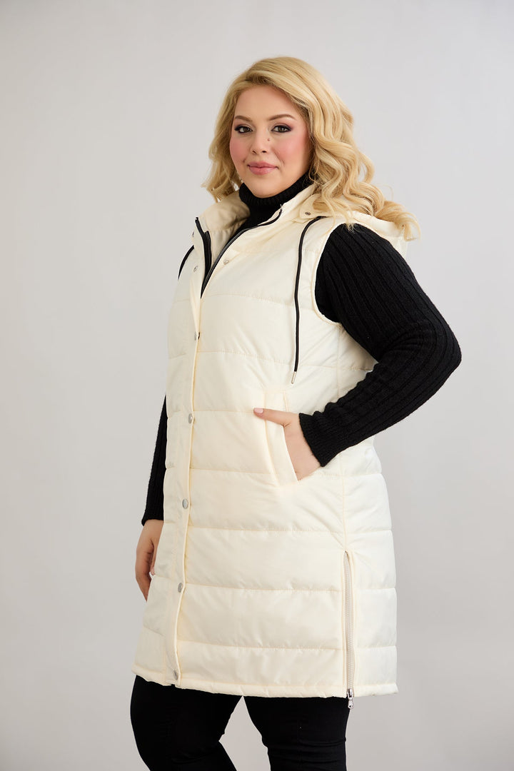 Lagana prsluk s odvojivom kapuljačom - Ecru