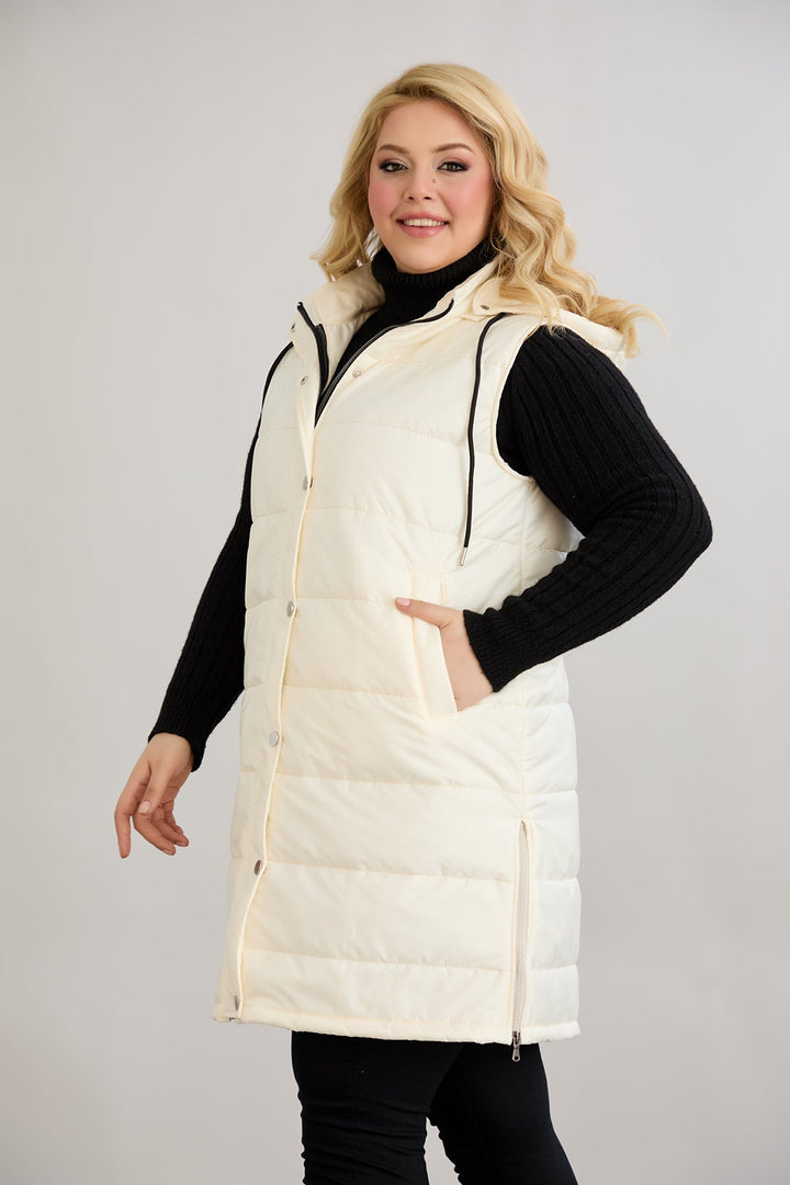 Lagana prsluk s odvojivom kapuljačom - Ecru