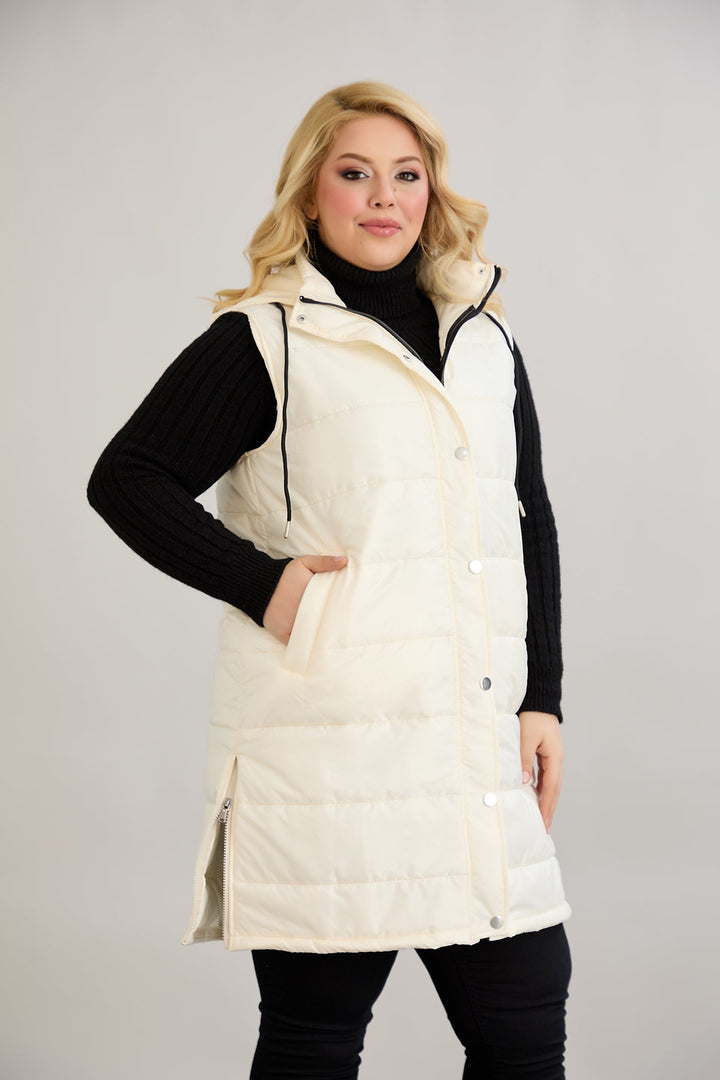 Lagana prsluk s odvojivom kapuljačom - Ecru