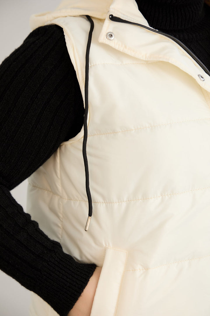 Lagana prsluk s odvojivom kapuljačom - Ecru