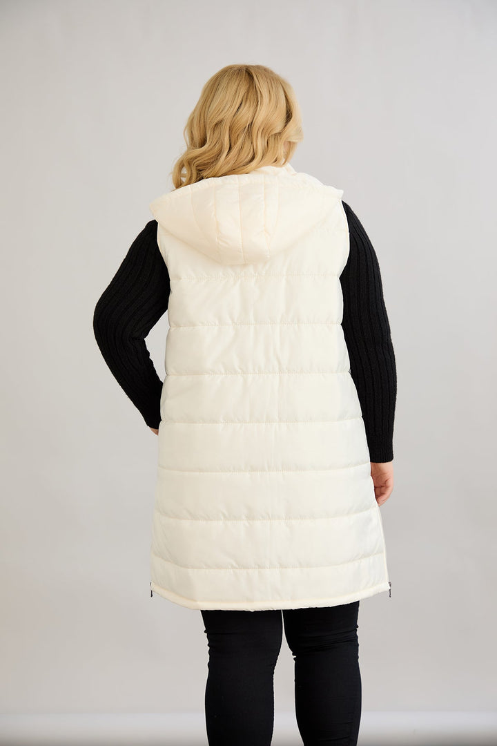 Lagana prsluk s odvojivom kapuljačom - Ecru