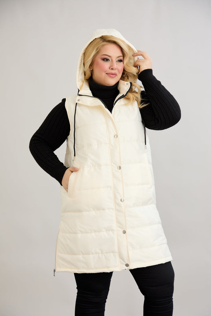 Lagana prsluk s odvojivom kapuljačom - Ecru