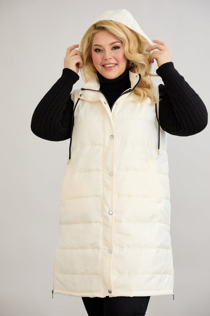 Lagana prsluk s odvojivom kapuljačom - Ecru